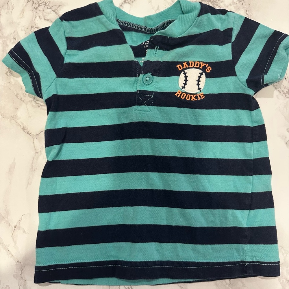 Carter's Daddy's Rookie Striped Tee - Teal and Navy